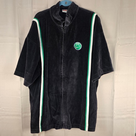 Nike Other - Vintage Nike Mens Black Velour Short Sleeve‎ Full Zip Basketball Jacket XXL